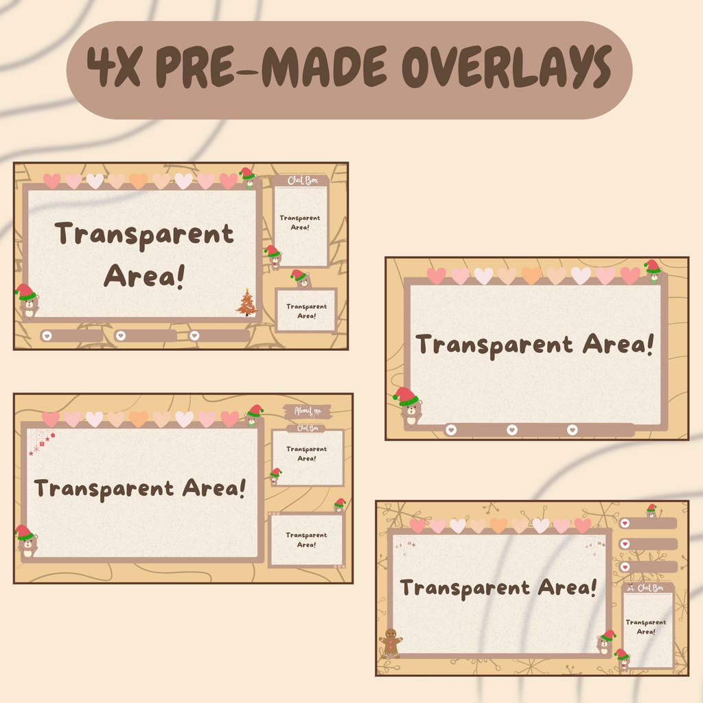 【VTuber向け】【YouTube/Twitch】クリスマスベアTwitchオーバーレイパック✨│配信用