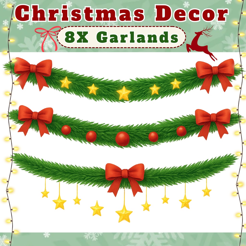 【VTuber向け】クリスマスガーランド飾り8個✨【配信者向け】