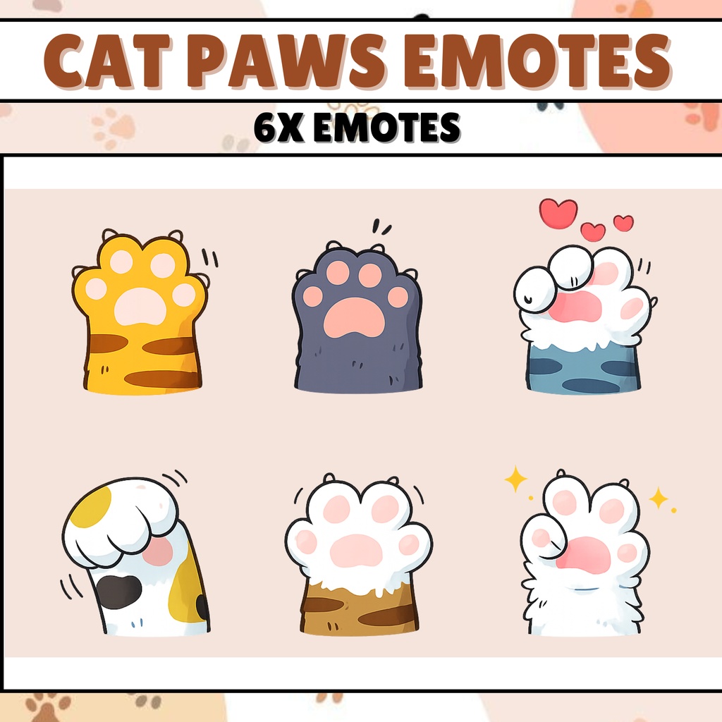 【VTuber向け】可愛い猫の肉球スタンプ6個✨【配信者向け】