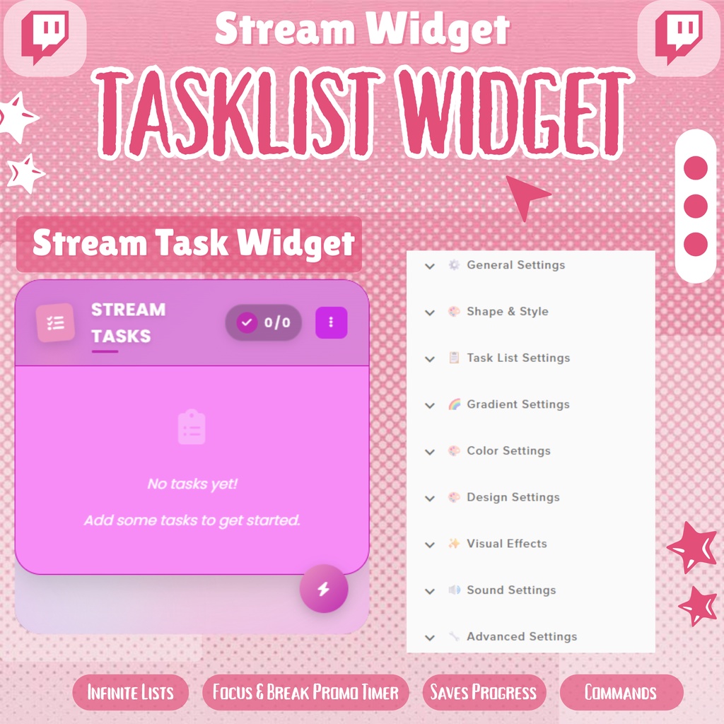 【VTuber向け】【YouTube/Twitch】Lofiタスクリストウィジェットセット2.0✨│配信用