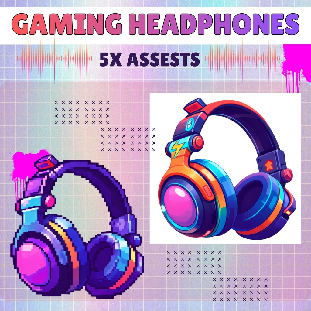 【VTuber向け】ゲーム用ゲーマーヘッドホンアセット5個✨【ストリーマー向け】