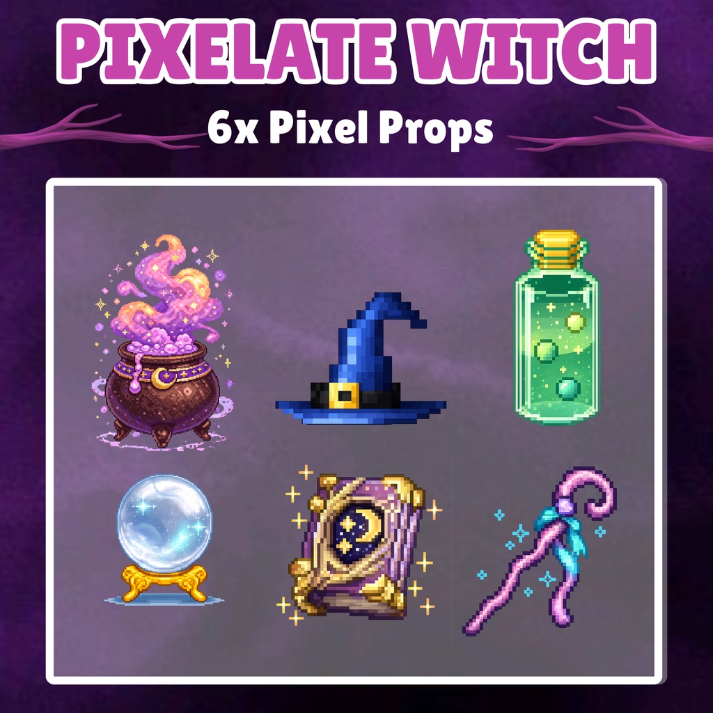 VTuber向け】ドット絵魔女デコレーション6選✨【配信者向け】