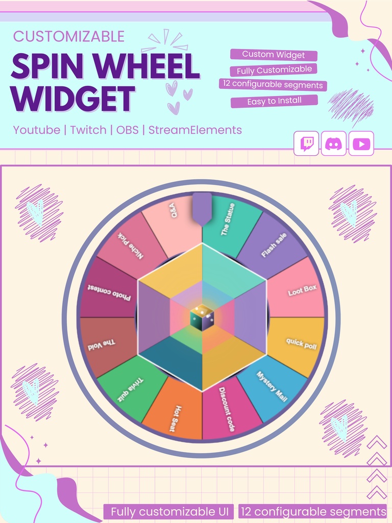 【VTuber向け】【YouTube/Twitch】回転ホイールゲームウィジェットセット✨│ストリーミング用