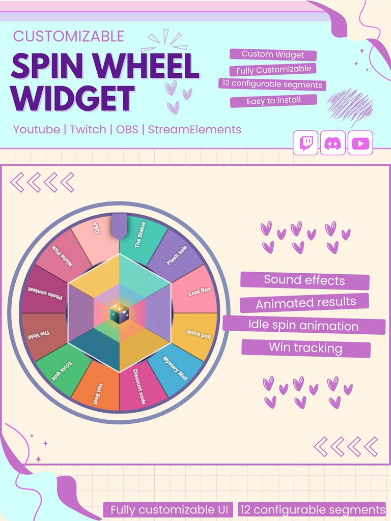 【VTuber向け】【YouTube/Twitch】回転ホイールゲームウィジェットセット✨│ストリーミング用