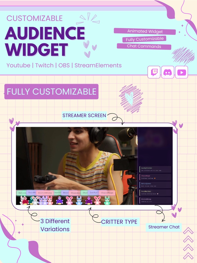 【VTuber向け】【YouTube/Twitch】視聴者参加型ウィジェットセット✨│ストリーミング向け