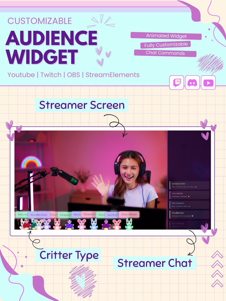 【VTuber向け】【YouTube/Twitch】視聴者参加型ウィジェットセット✨│ストリーミング向け