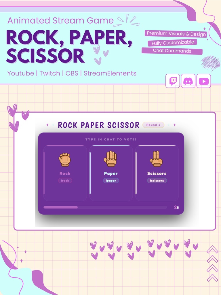 【VTuber向け】【YouTube/Twitch】RPSストリームゲームウィジェットセット✨│ストリーミング用
