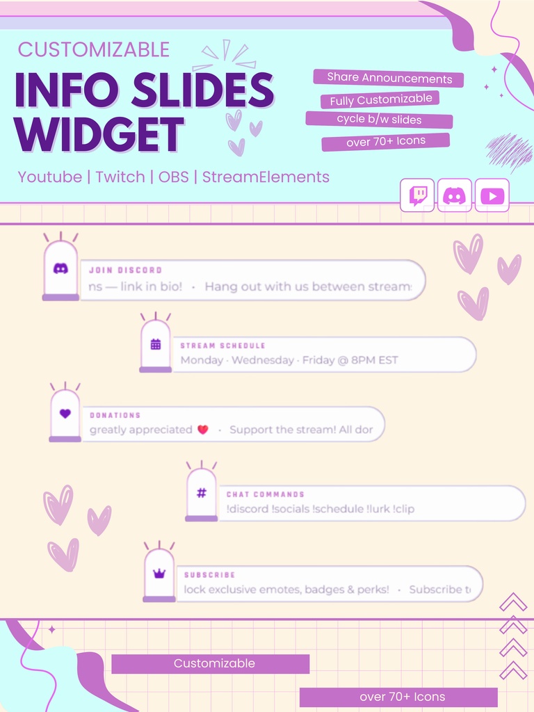 【VTuber向け】【YouTube/Twitch】情報スライドウィジェットセット✨│ストリーミング用