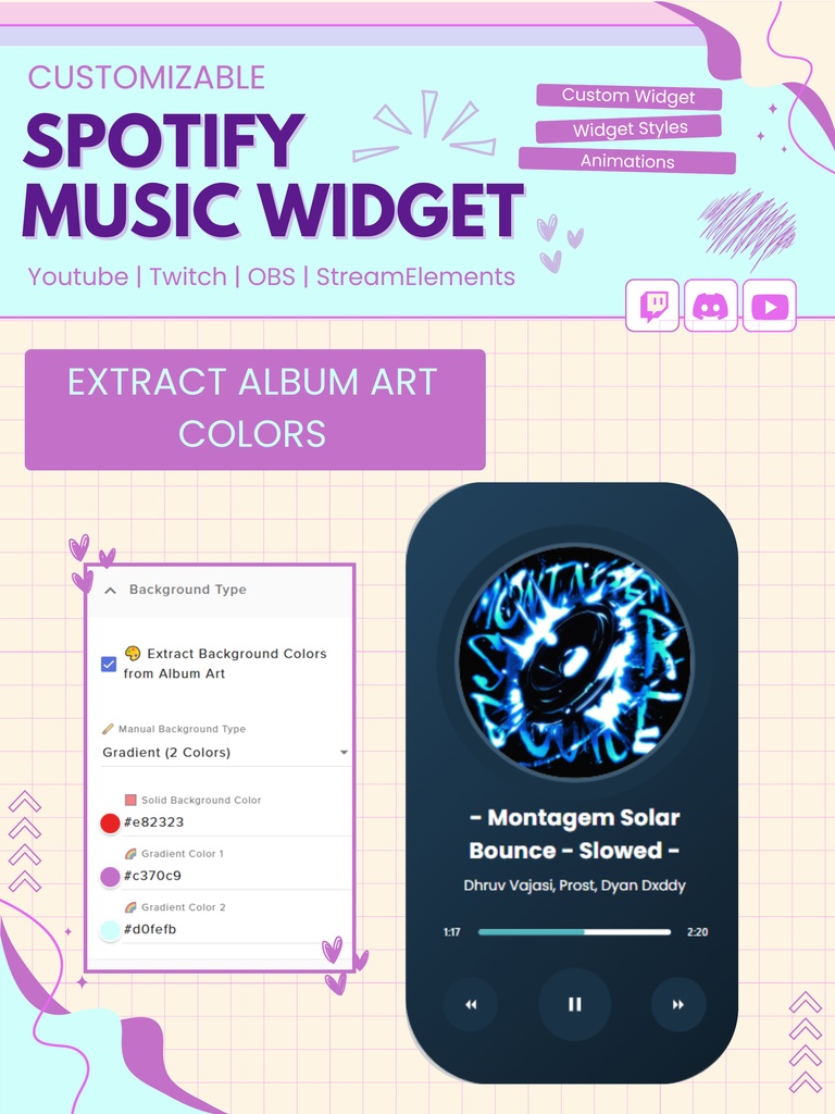 【VTuber向け】【YouTube/Twitch】Spotifyミュージックウィジェットセット✨│ストリーミング向け