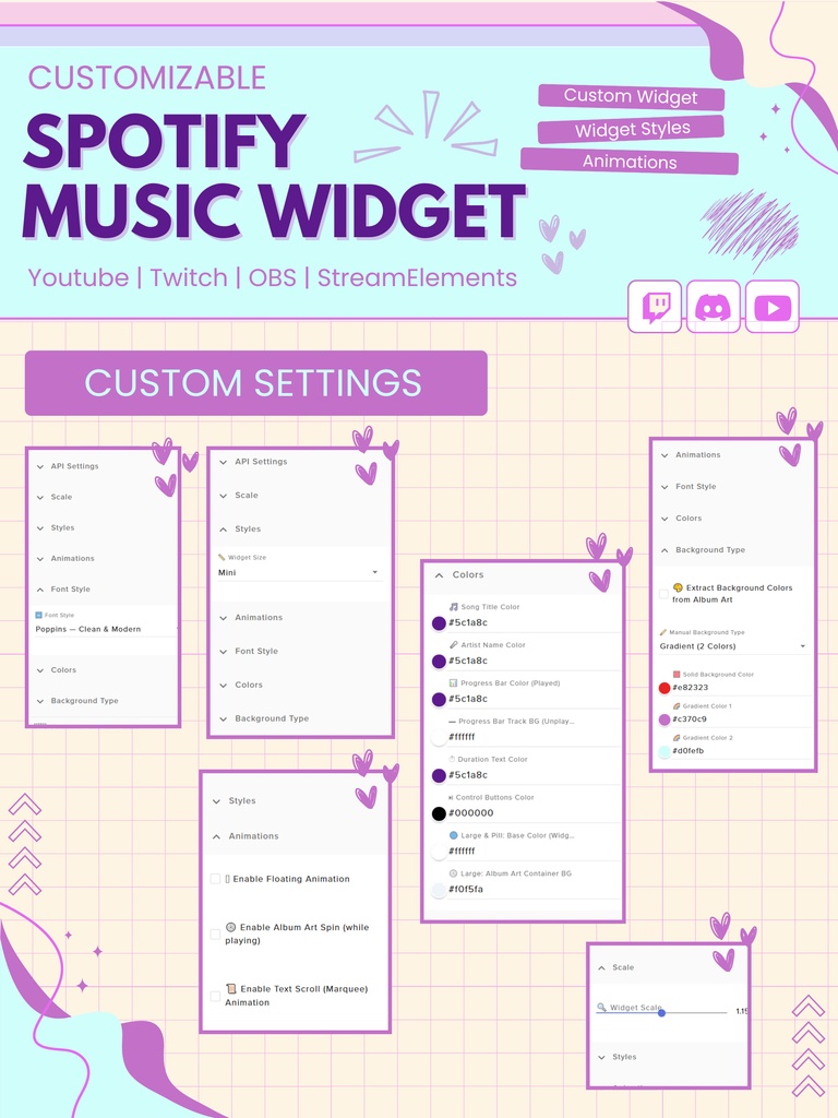 【VTuber向け】【YouTube/Twitch】Spotifyミュージックウィジェットセット✨│ストリーミング向け