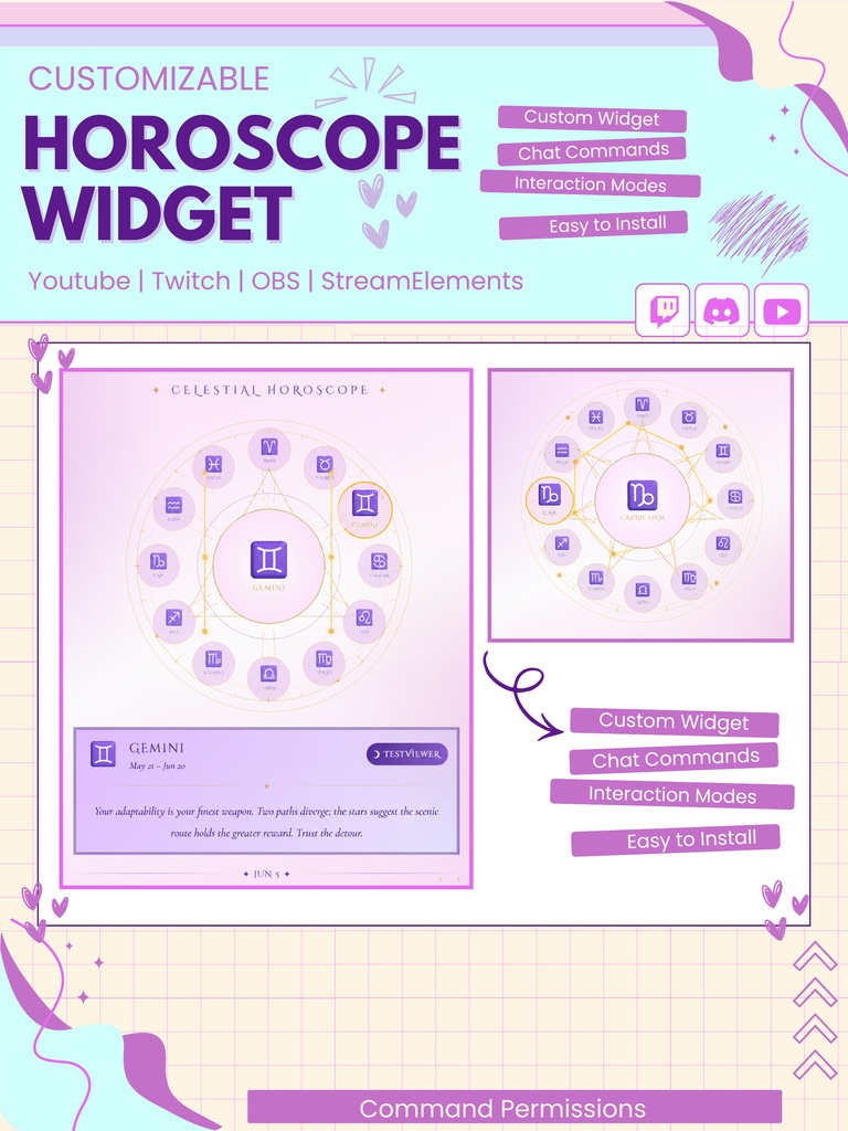【VTuber向け】【YouTube/Twitch】星座占いウィジェットセット✨│配信用