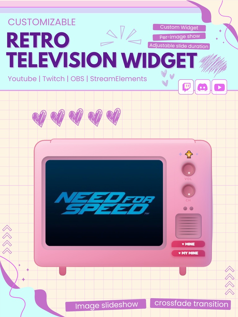 【VTuber向け】【YouTube/Twitch】TVスライドショーウィジェットセット✨│ストリーミング用