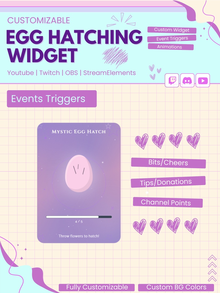 【VTuber向け】【YouTube/Twitch】卵孵化ウィジェットセット✨│配信用
