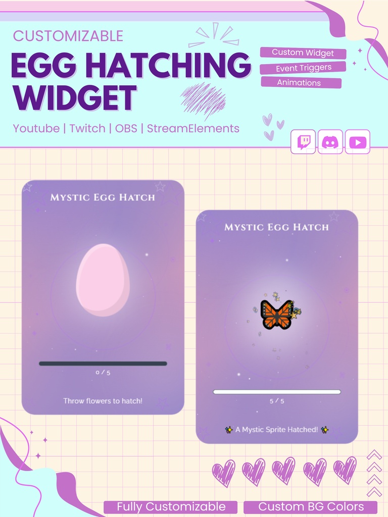 【VTuber向け】【YouTube/Twitch】卵孵化ウィジェットセット✨│配信用