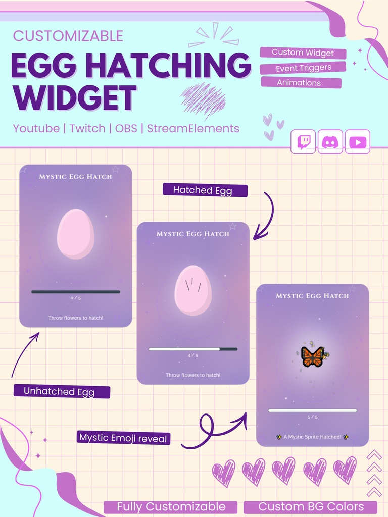 【VTuber向け】【YouTube/Twitch】卵孵化ウィジェットセット✨│配信用