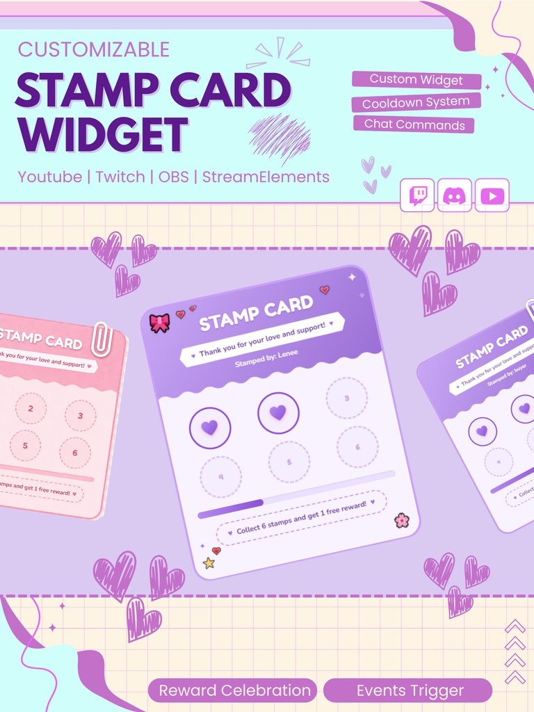 【VTuber向け】【YouTube/Twitch】ロイヤリティスタンプカードウィジェットセット✨│ストリーミング向け