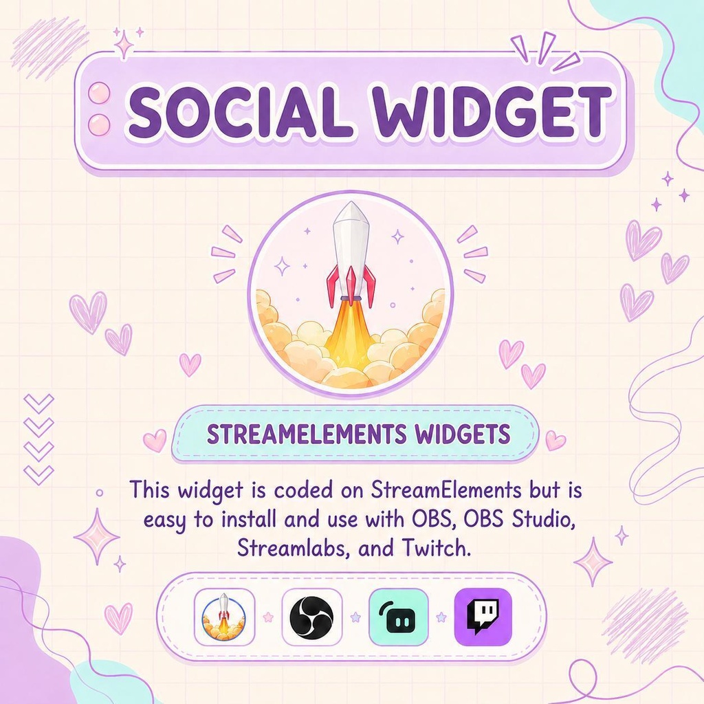 【VTuber向け】【YouTube/Twitch】ソーシャルローテーターアニメーションウィジェットセット✨│ストリーミング向け