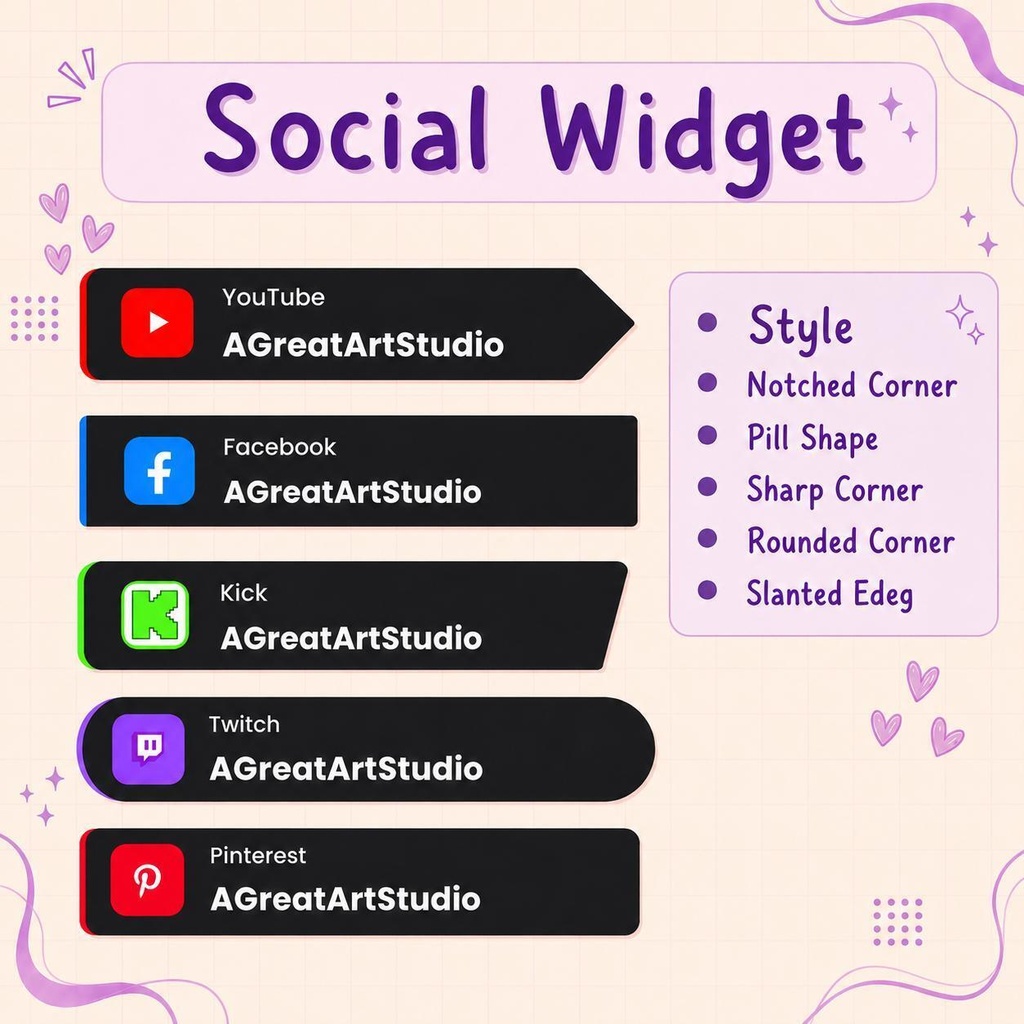 【VTuber向け】【YouTube/Twitch】ソーシャルローテーターアニメーションウィジェットセット✨│ストリーミング向け