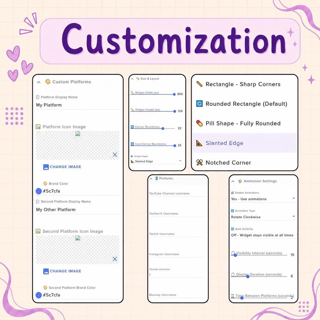 【VTuber向け】【YouTube/Twitch】ソーシャルローテーターアニメーションウィジェットセット✨│ストリーミング向け