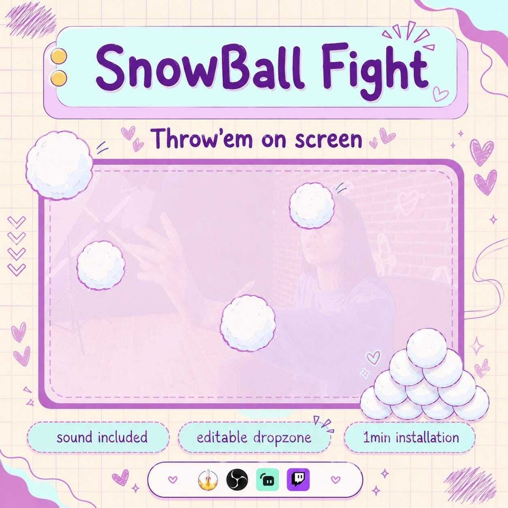 【VTuber向け】【YouTube/Twitch】スノーボールファイティングウィジェットセット✨│ストリーミング用