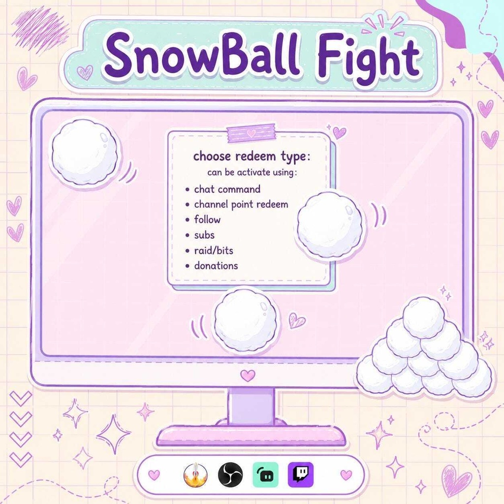 【VTuber向け】【YouTube/Twitch】スノーボールファイティングウィジェットセット✨│ストリーミング用