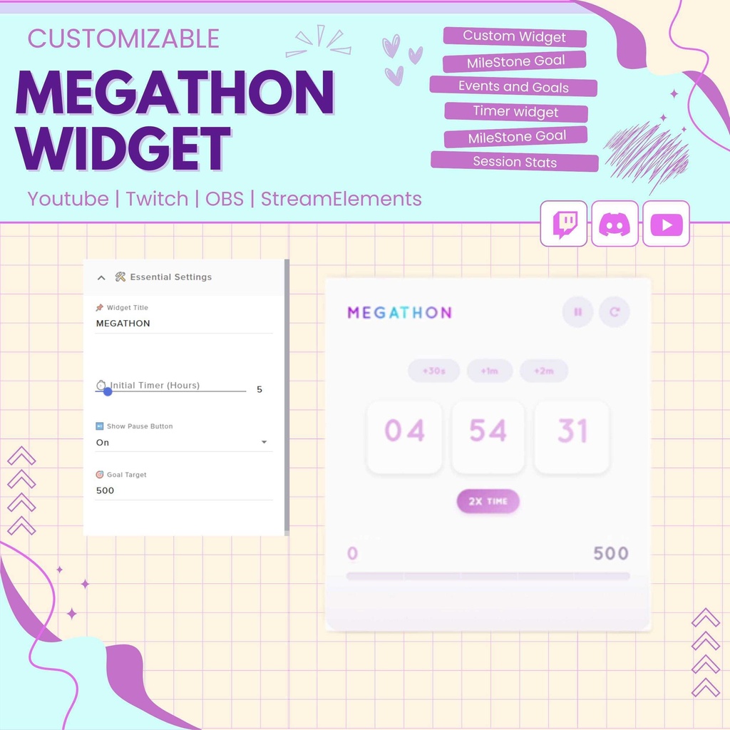 【VTuber向け】【YouTube/Twitch】メガソンバンドルウィジェットセット✨│ストリーミング用