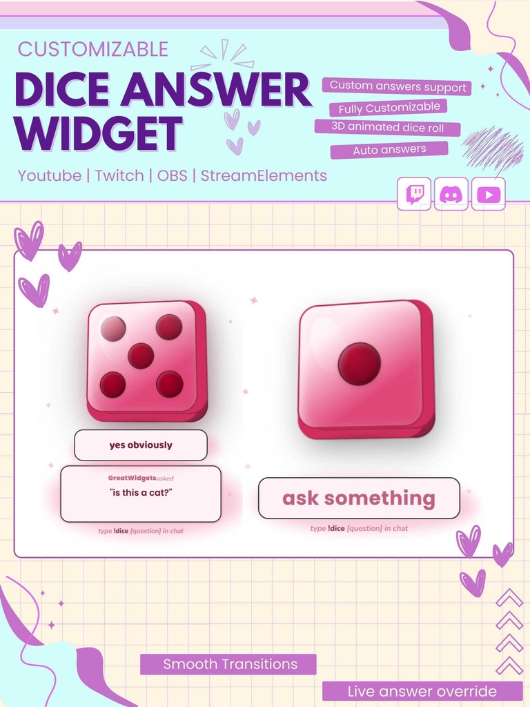 【VTuber向け】【YouTube/Twitch】かわいいサイコロロールウィジェットセット✨│ストリーミング用