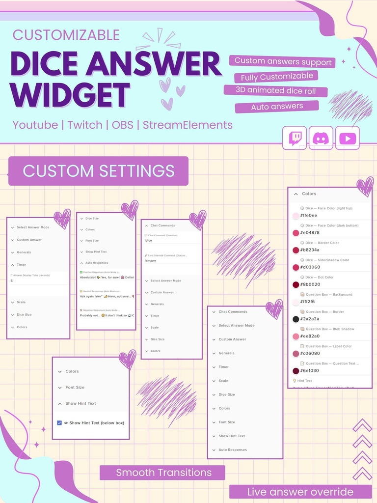 【VTuber向け】【YouTube/Twitch】かわいいサイコロロールウィジェットセット✨│ストリーミング用