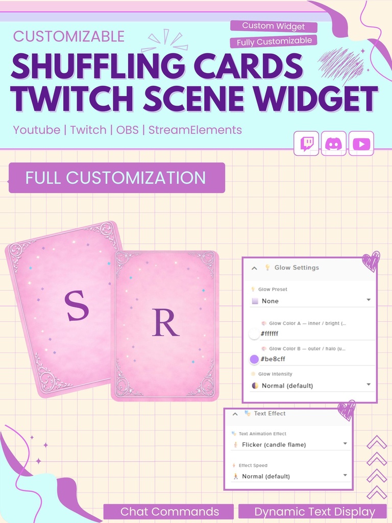 【VTuber向け】【YouTube/Twitch】カードフリップアニメーションウィジェットセット✨│ストリーミング向け