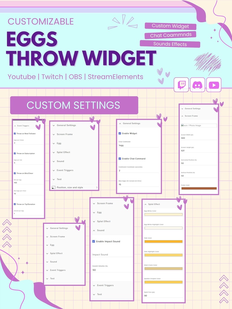 【VTuber向け】【YouTube/Twitch】卵投げウィジェットセット✨│配信用