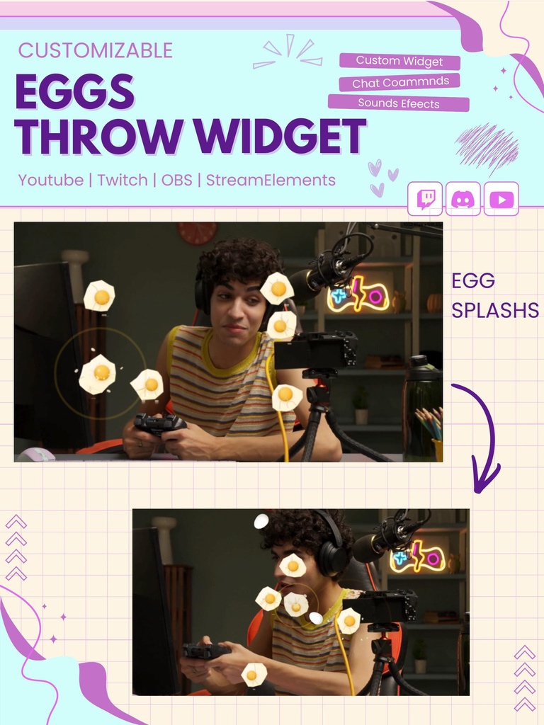 【VTuber向け】【YouTube/Twitch】卵投げウィジェットセット✨│配信用