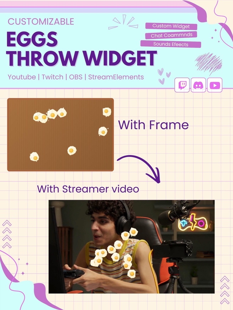 【VTuber向け】【YouTube/Twitch】卵投げウィジェットセット✨│配信用