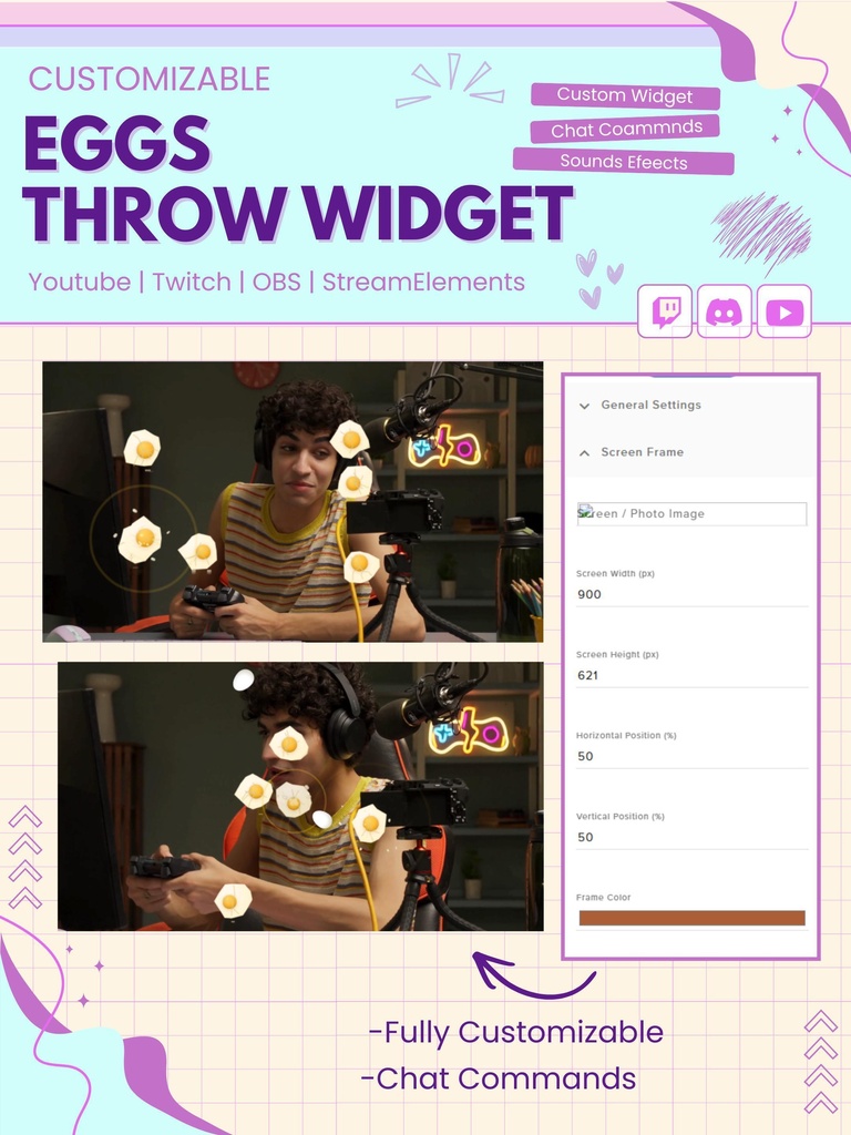 【VTuber向け】【YouTube/Twitch】卵投げウィジェットセット✨│配信用