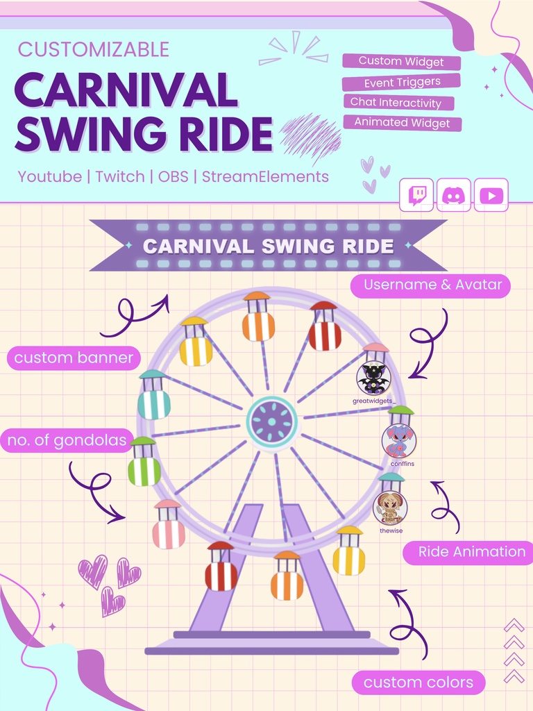 【VTuber向け】【YouTube/Twitch】観覧車回転ウィジェットセット✨│ストリーミング用