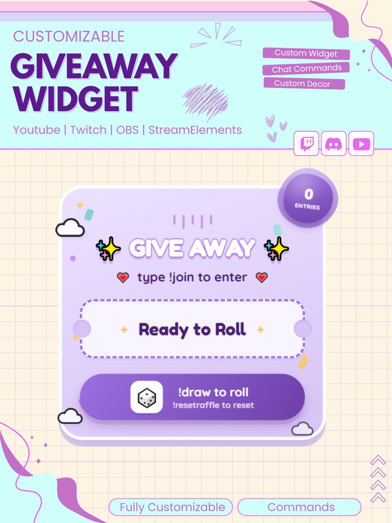 【VTuber向け】【YouTube/Twitch】プレゼント企画エンゲージメントウィジェットセット✨│ストリーミング向け