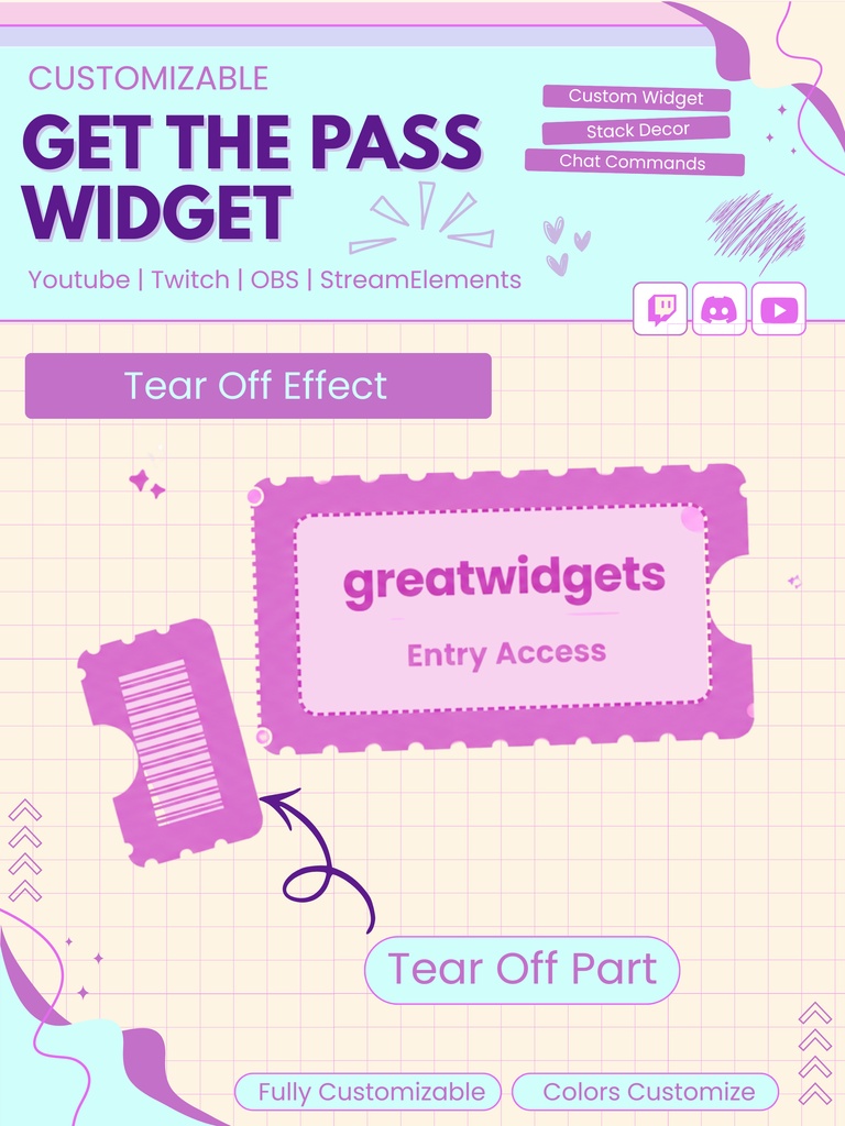【VTuber向け】【YouTube/Twitch】カスタマイズ可能なGet the Passウィジェットセット✨│ストリーミング向け