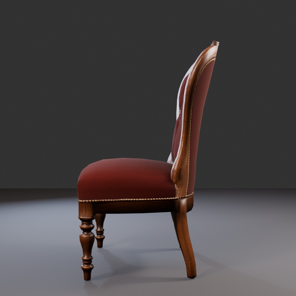【Victorian Collection No.001】布張りサイドチェア / 3Dモデル(VRChat・Unity・Blender対応)