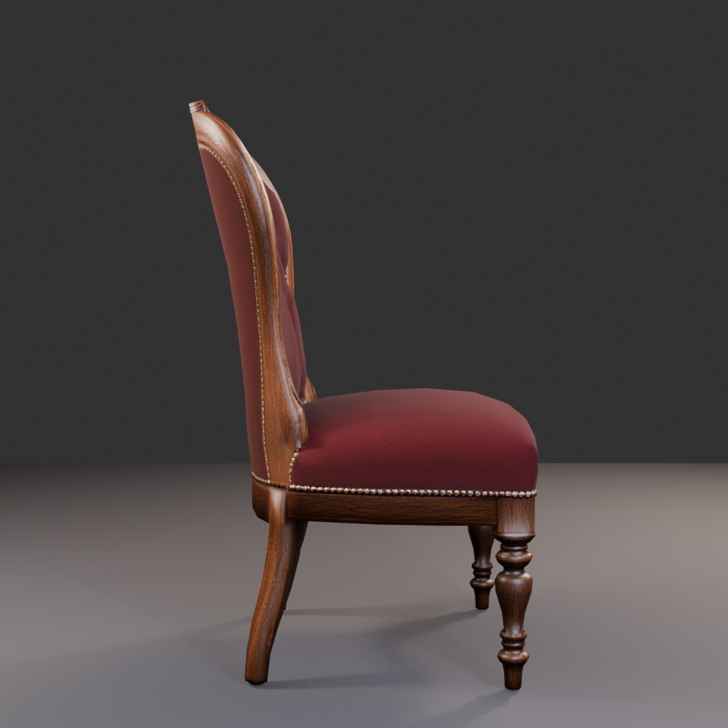 【Victorian Collection No.001】布張りサイドチェア / 3Dモデル(VRChat・Unity・Blender対応)