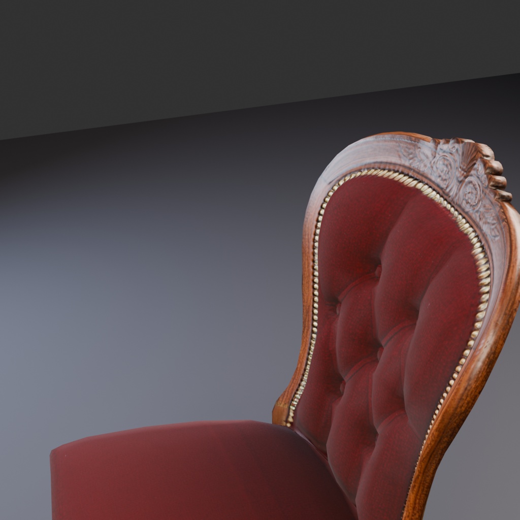 【Victorian Collection No.001】布張りサイドチェア / 3Dモデル(VRChat・Unity・Blender対応)