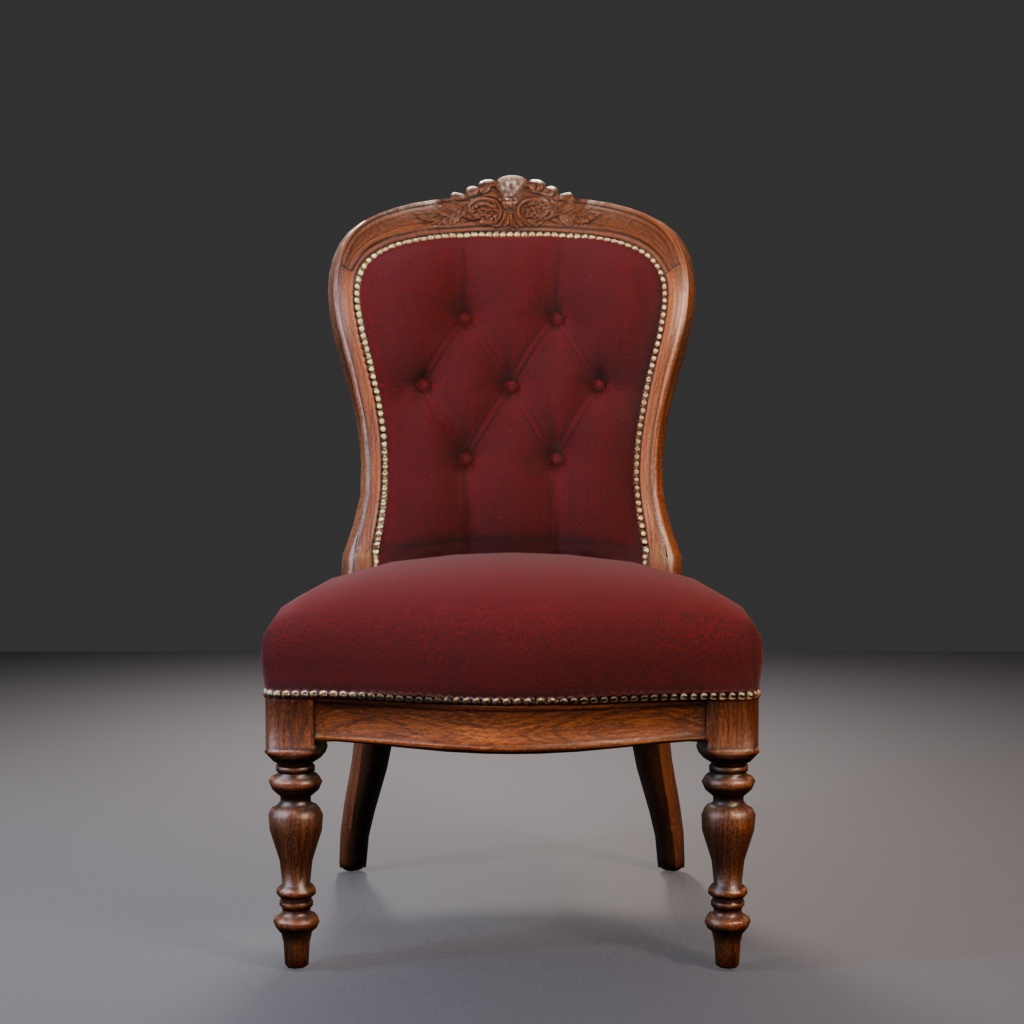 【Victorian Collection No.001】布張りサイドチェア / 3Dモデル(VRChat・Unity・Blender対応)