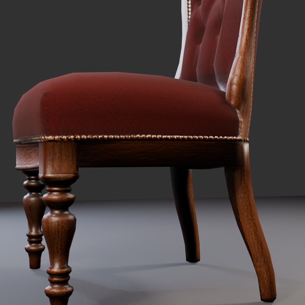 【Victorian Collection No.001】布張りサイドチェア / 3Dモデル(VRChat・Unity・Blender対応)
