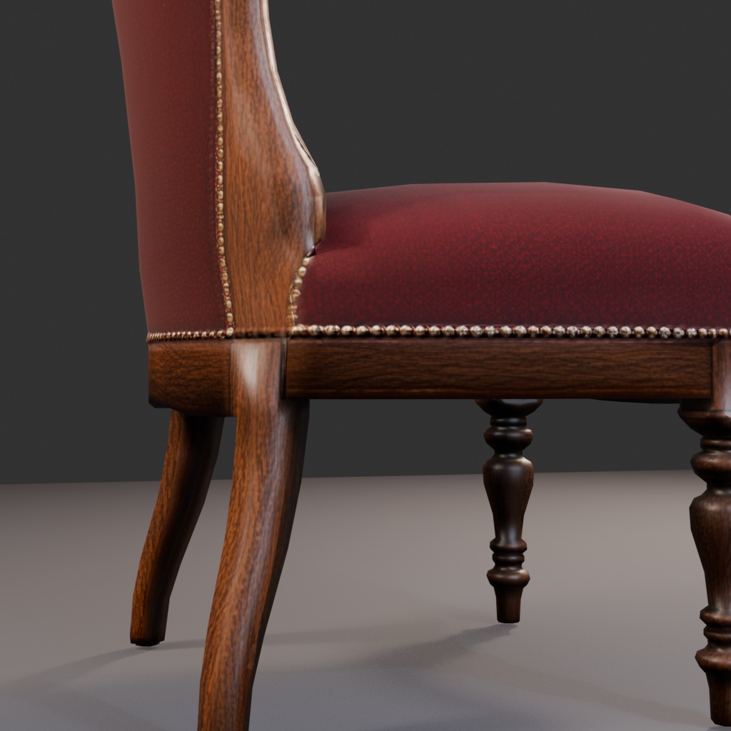 【Victorian Collection No.001】布張りサイドチェア / 3Dモデル(VRChat・Unity・Blender対応)