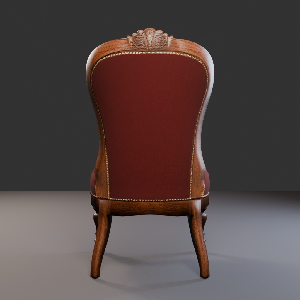 【Victorian Collection No.001】布張りサイドチェア / 3Dモデル(VRChat・Unity・Blender対応)