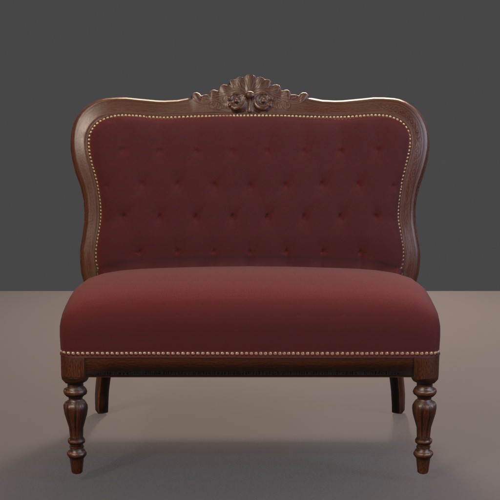 【Victorian Collection No.002】ベルベット2人掛けソファ / 3Dモデル(VRChat・Unity・Blender対応)