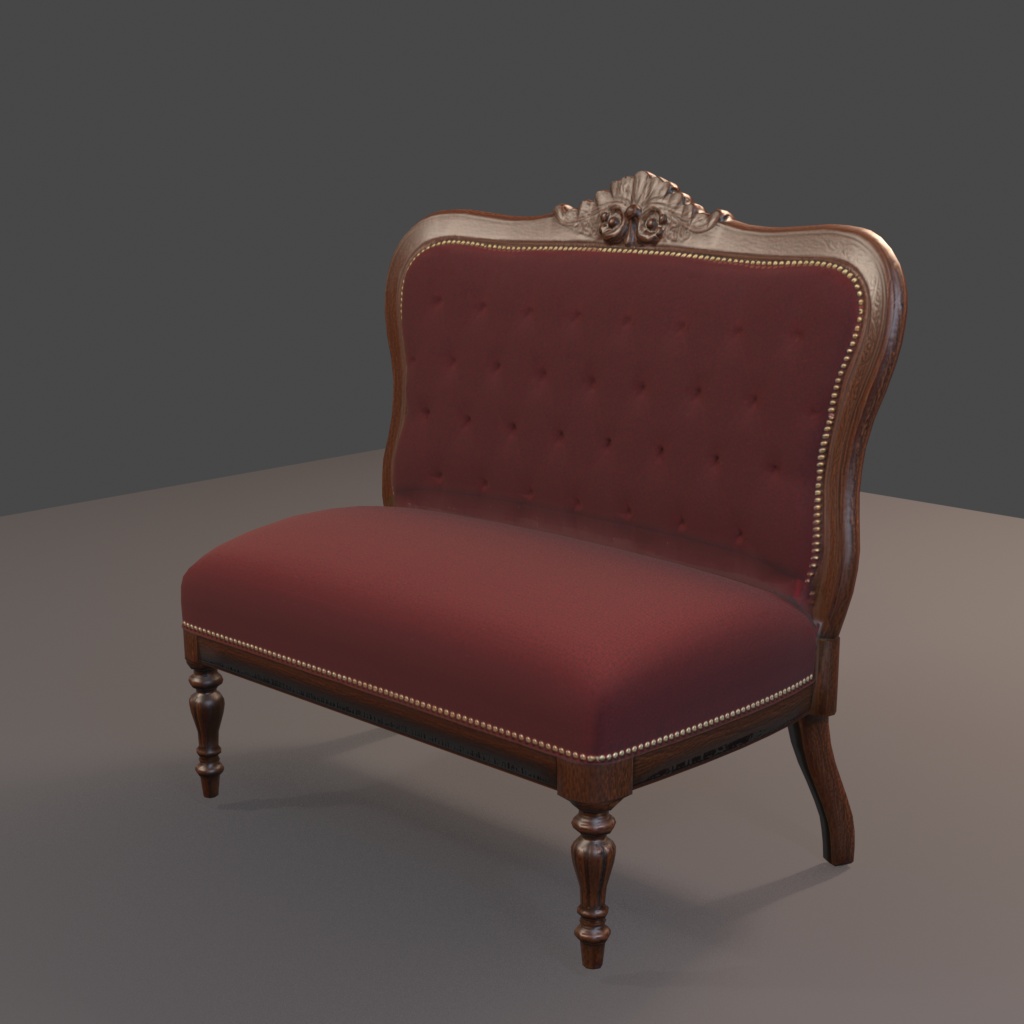 【Victorian Collection No.002】ベルベット2人掛けソファ / 3Dモデル（VRChat・Unity・Blender対応）
