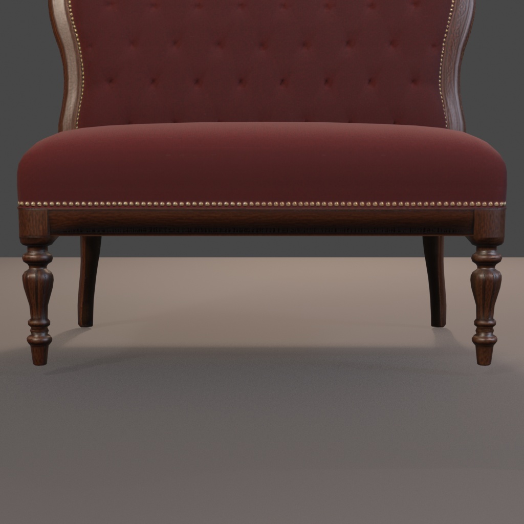 【Victorian Collection No.002】ベルベット2人掛けソファ / 3Dモデル(VRChat・Unity・Blender対応)