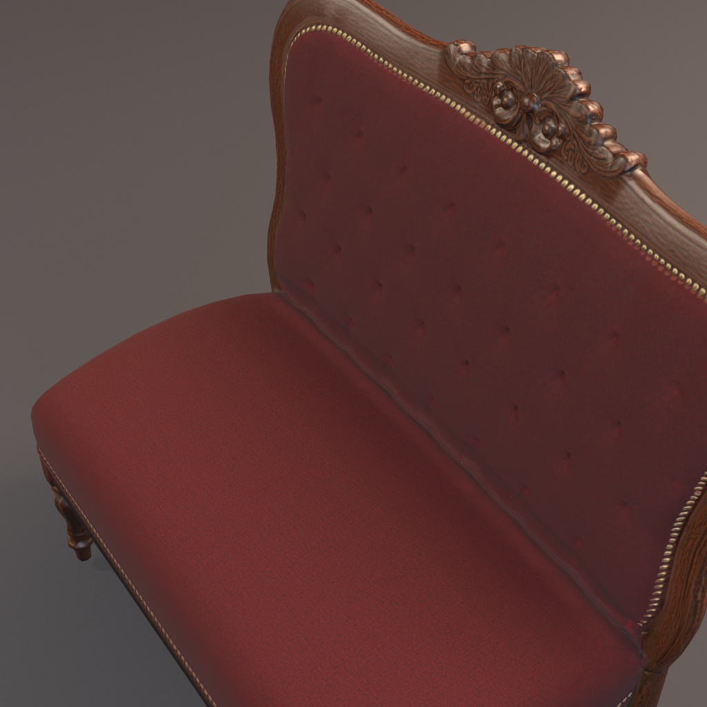 【Victorian Collection No.002】ベルベット2人掛けソファ / 3Dモデル(VRChat・Unity・Blender対応)