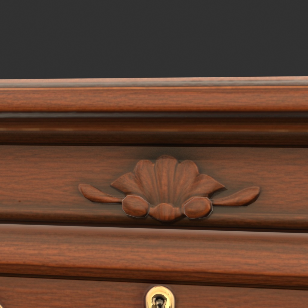 【Victorian Collection No.004】ヴィクトリア調4段チェスト / 3Dモデル(VRChat・Unity・Blender対応)