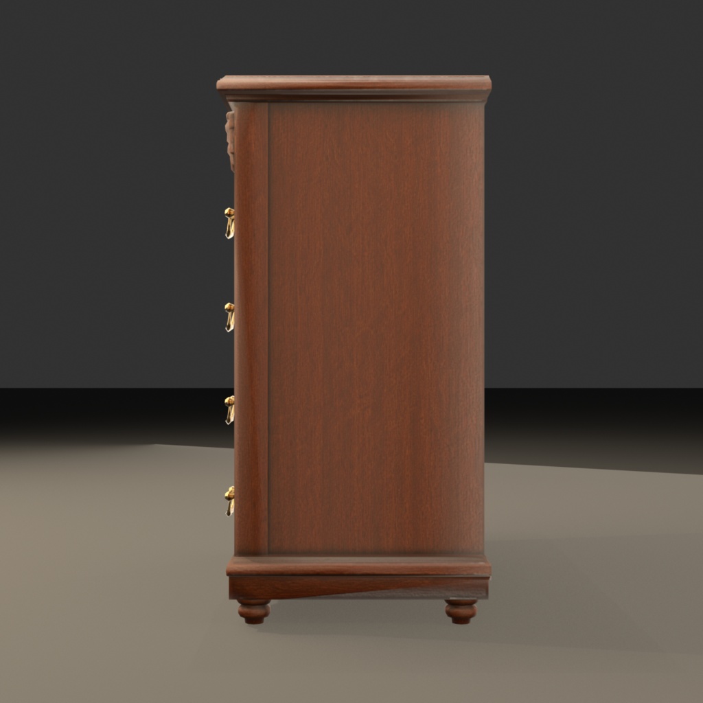 【Victorian Collection No.004】ヴィクトリア調4段チェスト / 3Dモデル(VRChat・Unity・Blender対応)
