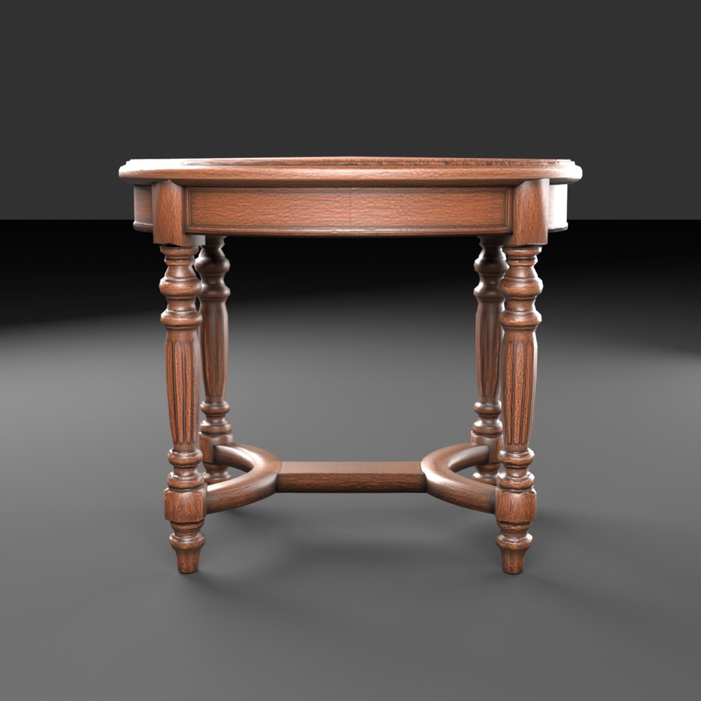 【Victorian Collection No.005】ヴィクトリア調 楕円テーブル / 3Dモデル(VRChat・Unity・Blender対応)